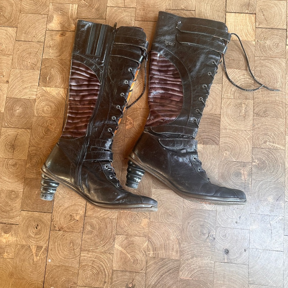 Rare Eject Leather Boots Artsy Steampunk